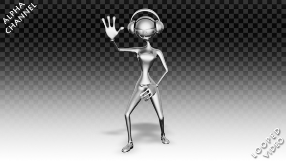 3D Silver Woman - Cartoon Break Dance