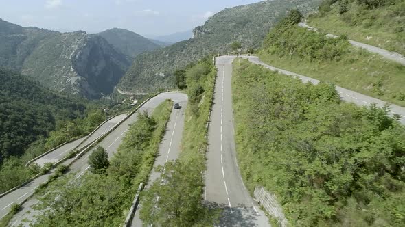 Winding, Twisting and Steep Mountain Road Aerial