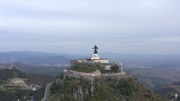 Aerial: Cristo Rey beautiful view, drone view