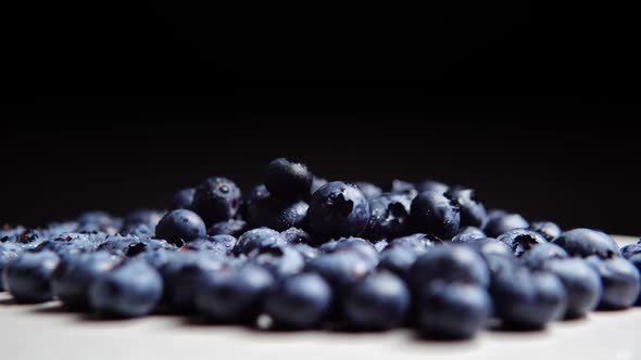 The Ripe Blueberry on the Black Background