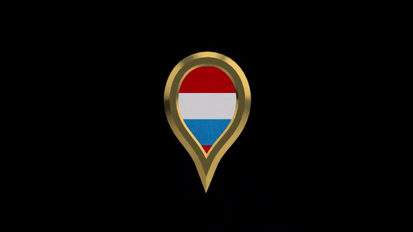 Luxembourg 3D Rotating Location Gold Pin Icon