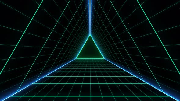 Motion Wave VJ Retro Style 80s Grid Triangles