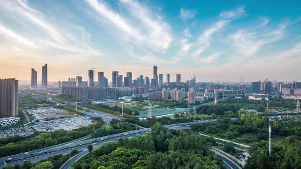 Time lapse of cityscape in nanjing city