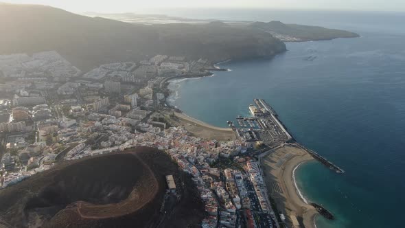 Aerial view of Los Cristianos town in Tenerife, Canary Islands, Spain