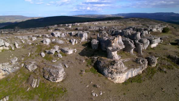 Aerial View of Geological Park of Las Tuerces in Palencia Castilla y Leon Spain