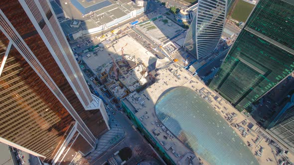 Skyscrapers of Moscow City Business Complex and River Timelapse