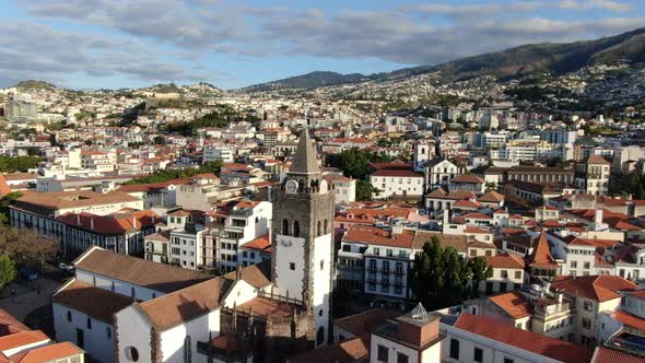 Aerial view of Funchal Cathedral, Madeira, Portugal