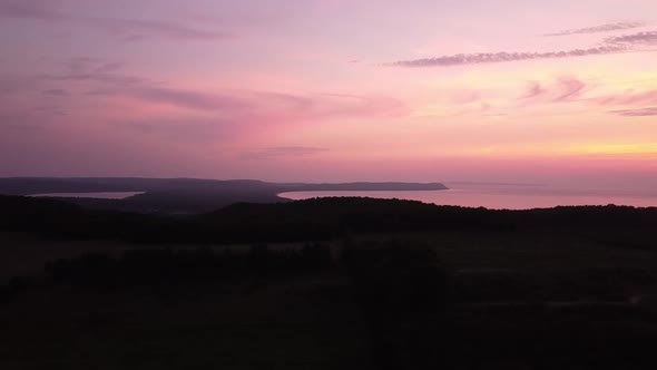 Canadian Wildfire Gives Sleeping Bear Dunes National Lakeshore A Dramatic Sunset Sky At Pyramid Poin