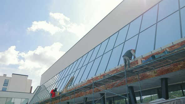 Construction of a Glass Facade of an Office Building