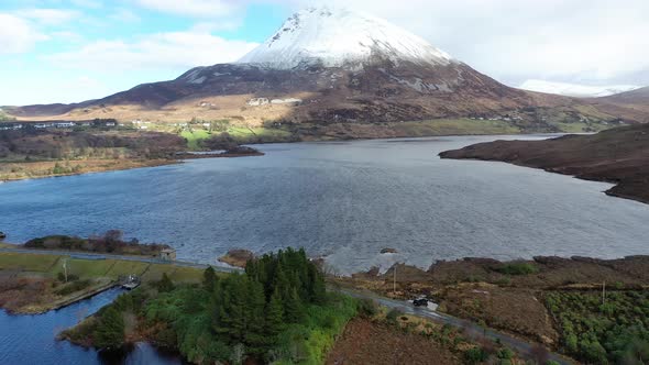 Aerial View of Mount Errigal, the Highest Mountain in Donegal - Ireland