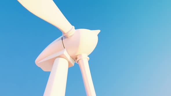 Wind farm against the blue sky in sunny weather