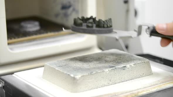 The Object Created on the 3d Printer is Placed in Furnace for Heat