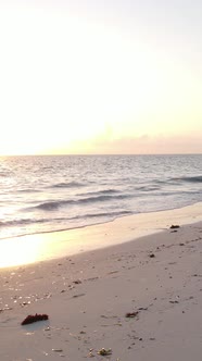 Tanzania  Vertical Video of the Ocean Near the Coast of Zanzibar Slow Motion