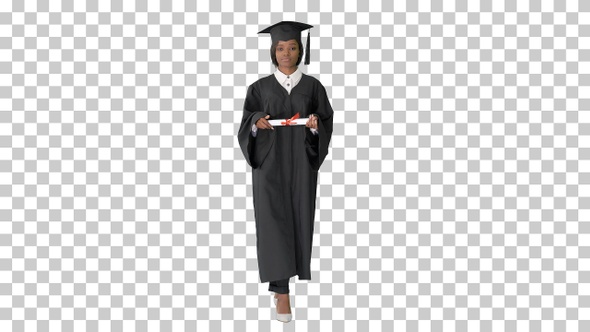 Serious African American female graduate, Alpha Channel