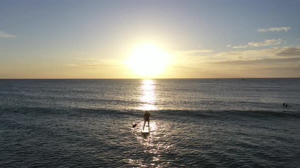 Famous sunset on sea at Jericoacoara National Park Ceara Brazil.