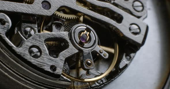 Watch tourbillon rotating macro slowmotion