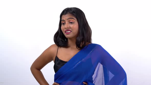 Annoyed Indian woman thinking in saree