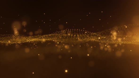 Futuristic Flowing Gold Particles Wave