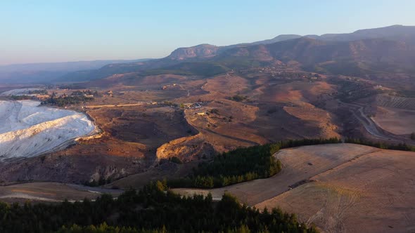 Top View of Mountain Valley with Forests and Meadows