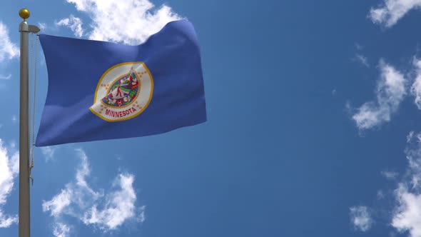 Minnesota State Flag (Usa) On Flagpole