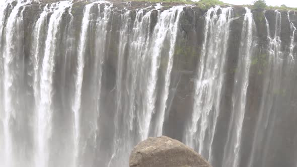 Victoria Falls waterfall, in Slow Motion, Africa Slow Motion Shot of waterfal Cascade ,Victoria Fall