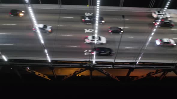 Incredible Aerial Overhead View on the Road at the Two-level Bridge