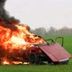 Car On Fire, Burning Car On The Field, Front View - VideoHive Item for Sale