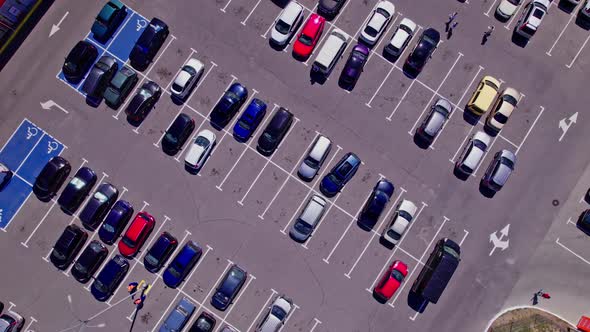 Drone Flies Over a Large Used Car Parking Lot