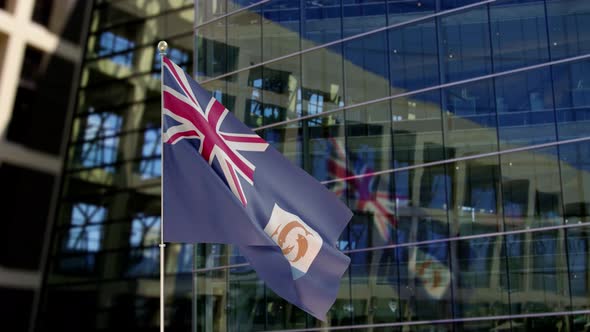 Anguilla Flag Waving On A Skyscraper Building