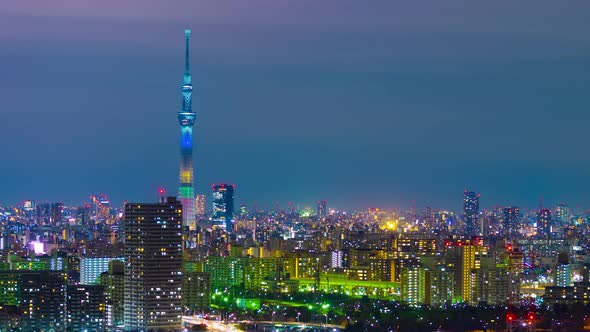 time lapse of Tokyo cityscape at night, Japan