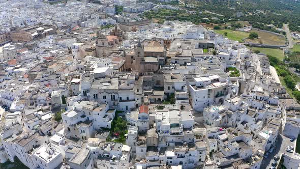 Aerial view of old town, Ostuni, Apulia, Italy