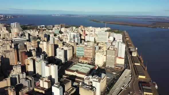 Porto Alegre Brazil. Brazilian city skyline landmark. Buildings at downtown city