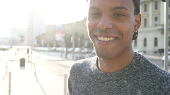 Young handsome black man outdoor smiling