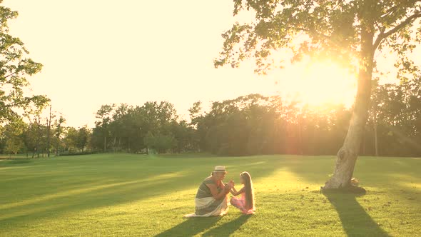 Grandmother and Granddaughter Outdoors.