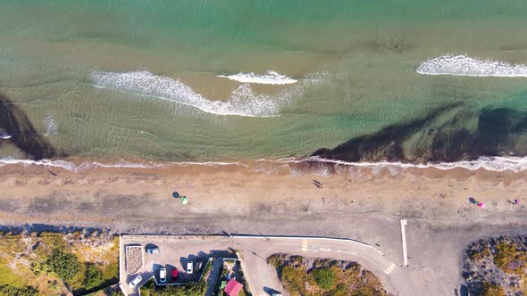 stunning aerial drone view of Sardinia coastilne bathed by a turquoise and transparent sea