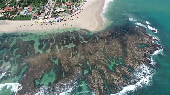 Tropical summer beach. Brazilian beach tourism landmark.