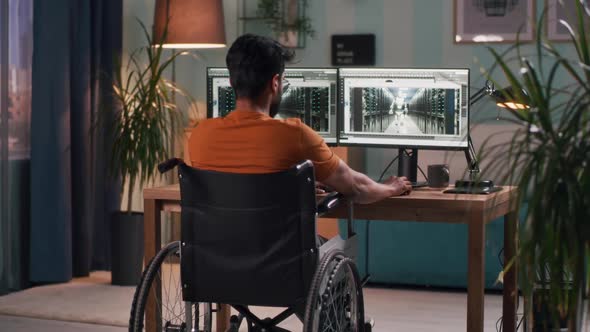 Anonymous Handicapped Man Working with 3D Model