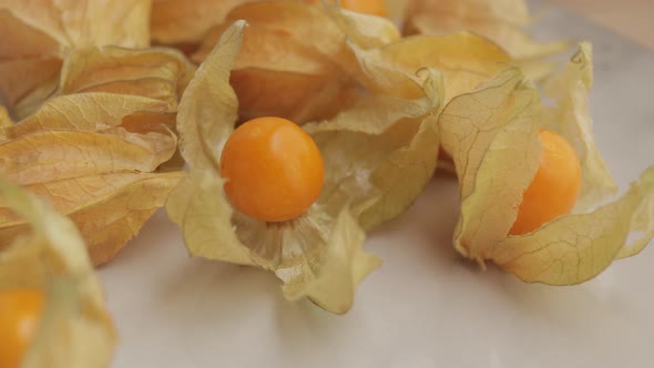 Close-up of Orange Cape Physalis Fruits.