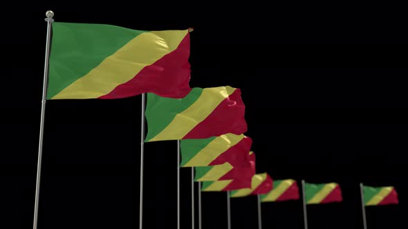 Congo Republic Row Of Flags Animation Include Alpha Channel