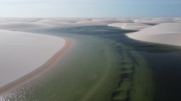 Lencois Maranhenses Maranhao. Scenic sand dunes and turquoise rainwater lakes