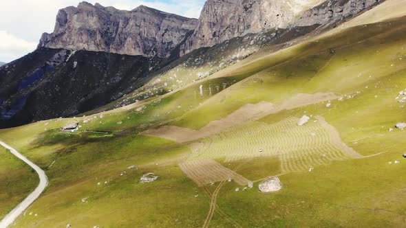 Aerial View of Mountain Pass North Caucasus