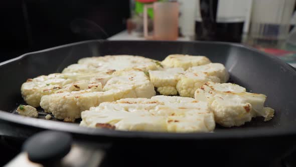 Cooking Cauliflower Steak with Herbs and Spices