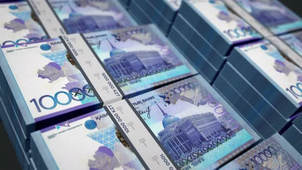 Kazakh Tenge money banknotes pack seamless loop