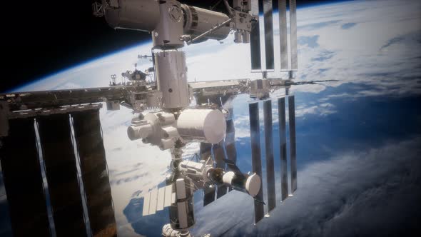 International Space Station in Outer Space Over the Planet Earth