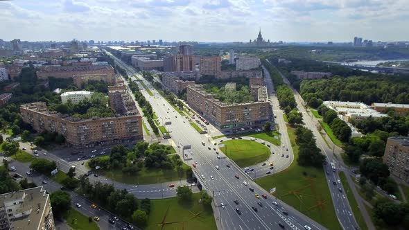 Aerial View of Highway Interchange in Moscow City Russia