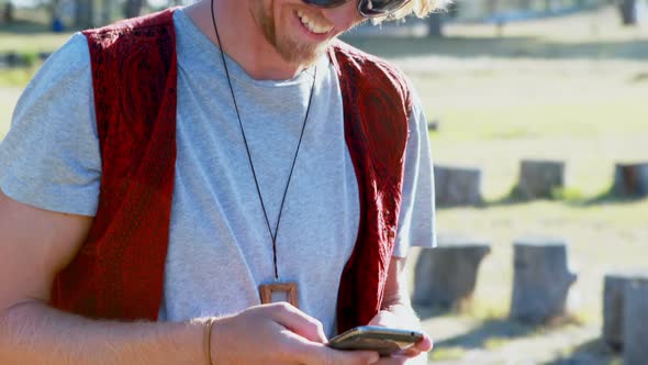 Man using mobile phone 4k