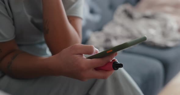 Women Hands Using Smartphone at Home