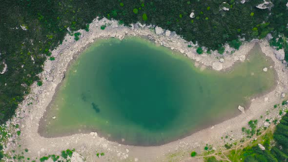 Aerial Top Green Lake in Styria Austria