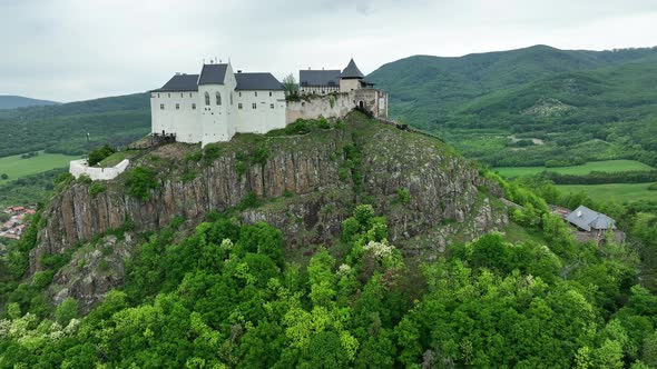 Aerial View Of A Medieval Castle On A Hilltop In Füzér, Hungary