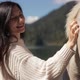 Portrait of Beautiful Young Asian Woman Tourist with Animal Horses Wild White Sunset Running Rider - VideoHive Item for Sale